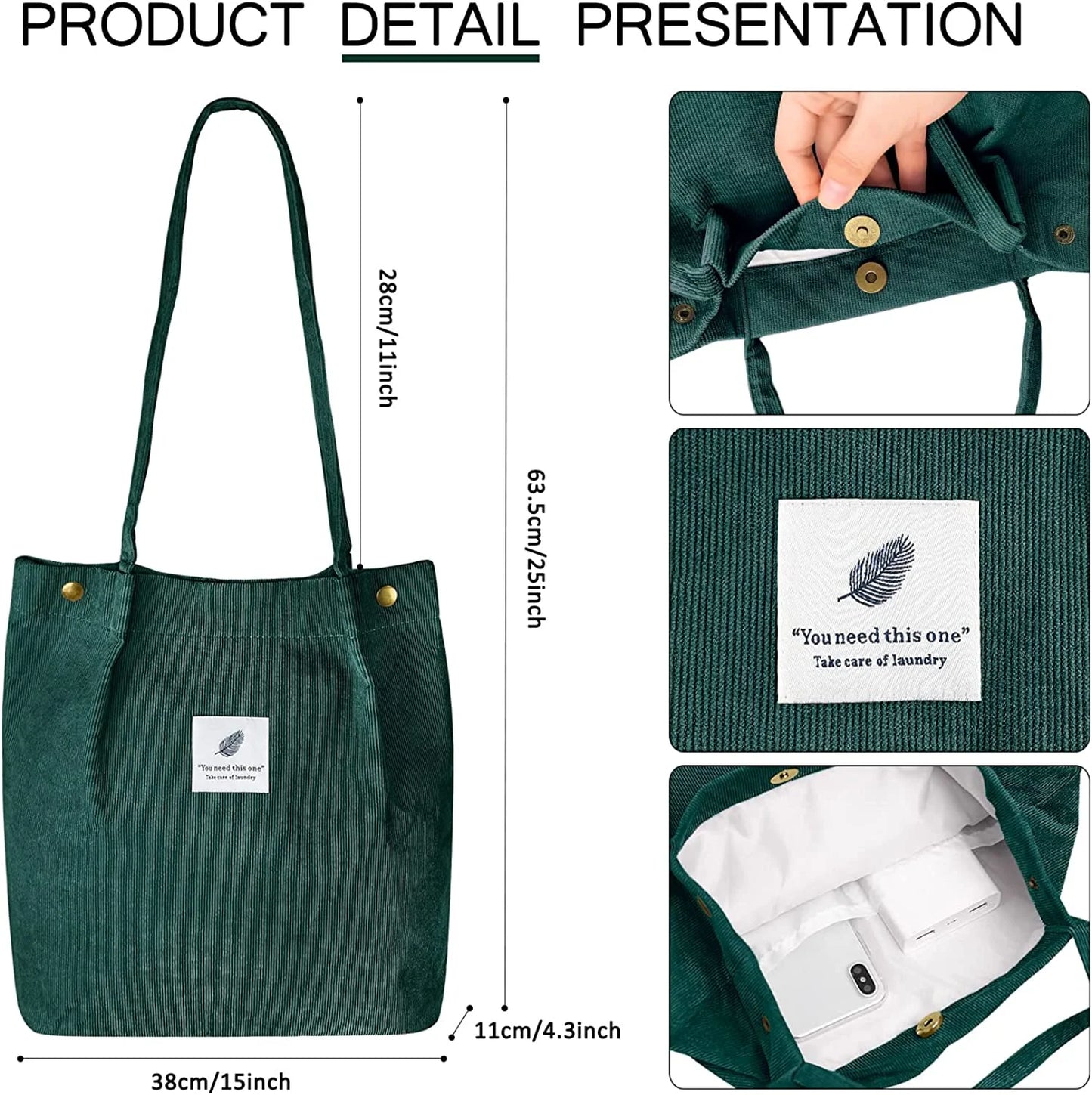 2Pcs Corduroy Tote Bag for Women,Cute Tote Bags, Shoulder Handbags School Shopping Bag for Girls Women for Mother'S Day Gift